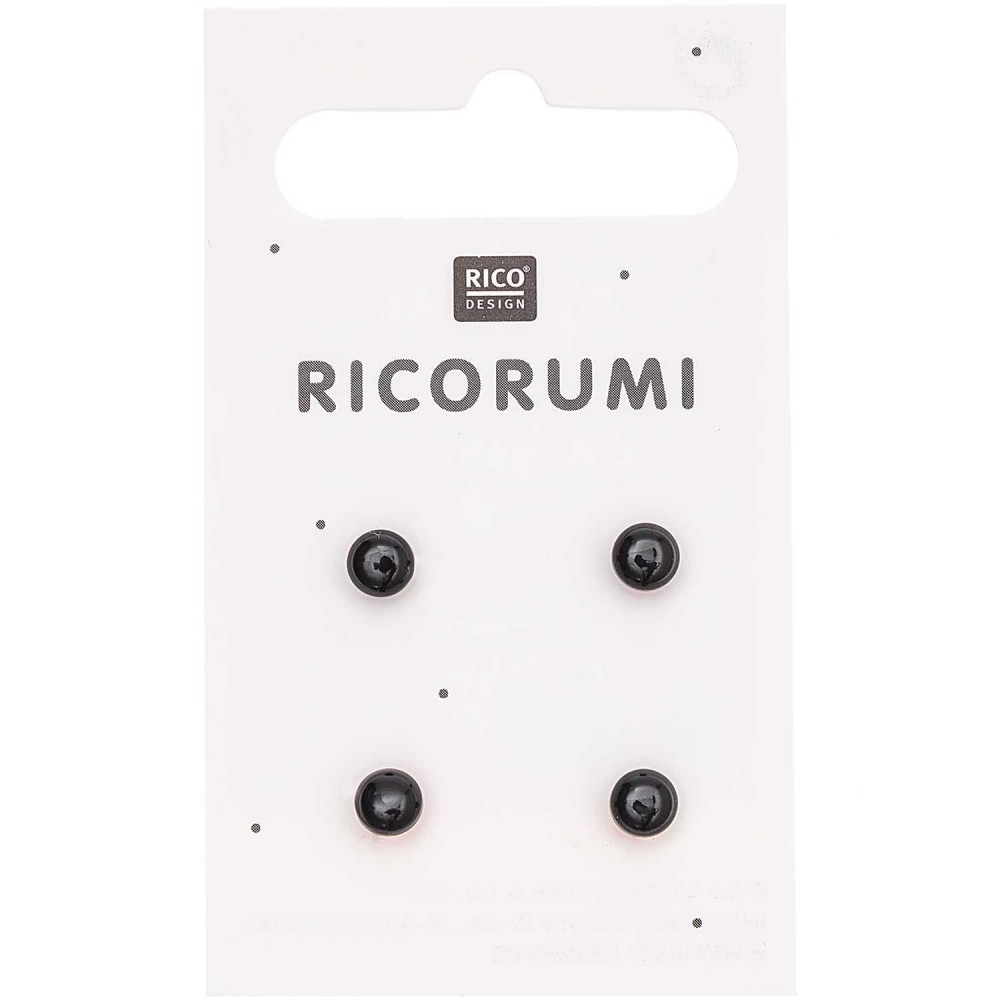 Ricorumi Knöpfe mit Steg schwarz 5 mm