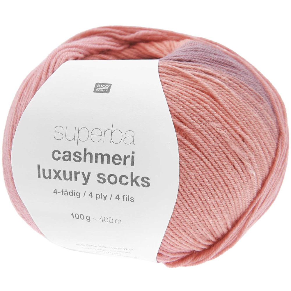 Rico superba cashmeri luxury socks 4-fädig 024 rosa dégradé