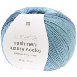 Rico superba cashmeri luxury socks 4-fädig 025 blau dégradé