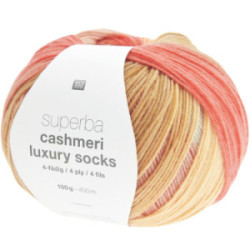 Rico superba cashmeri luxury socks 4-fädig 040 summer peaches