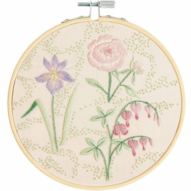 Rico Stickpackung vorgezeichnet - Frühlingsblumen im Stickring 15 cm