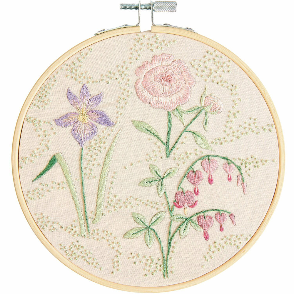 Rico Stickpackung vorgezeichnet - Frühlingsblumen im Stickring 15 cm